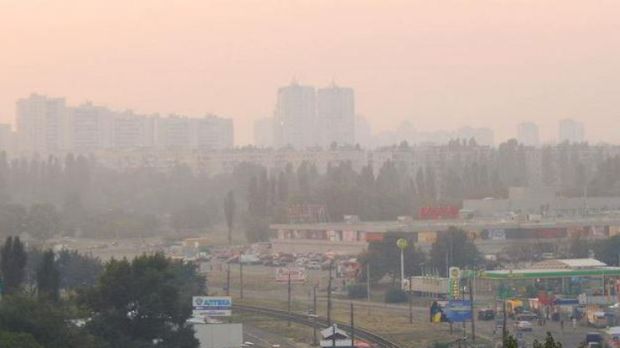 Киев затянуло дымом - горят торфяники. ФОТО