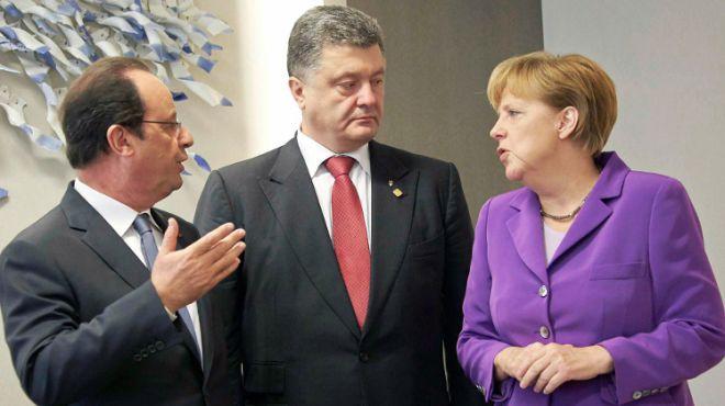 Порошенко, Меркель и Олланд обсудили вопросы безопасности на Донбассе