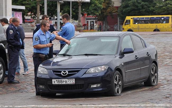 В Чернигове изуродовали авто из России с георгиевской лентой