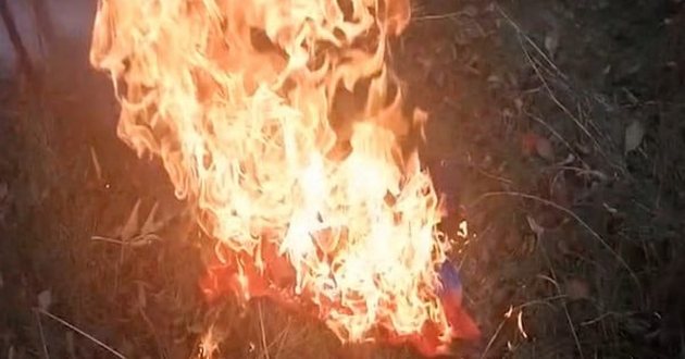 В Донецке сожгли флаг ДНР: Это мы виноваты в войне! ВИДЕО 