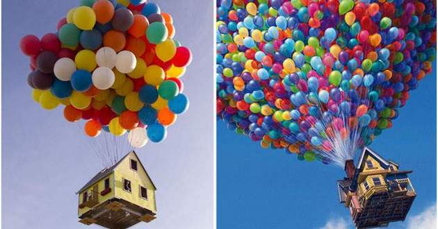 Как в мультике: National Geographic воздушными шариками подняли в небо дом. ФОТО, ВИДЕО