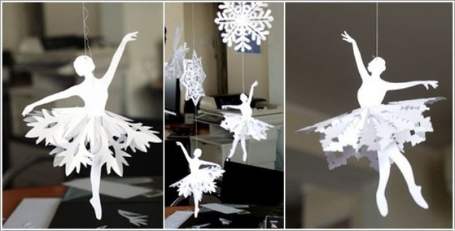 Пара оригинальных украшений из бумажных снежинок. ФОТО
