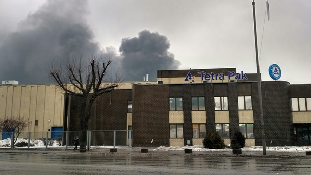 В промзоне Киева пожар