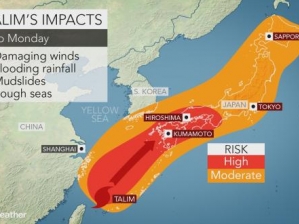 Китай и Япония могут пострадать от приближающегося мощного тайфуна