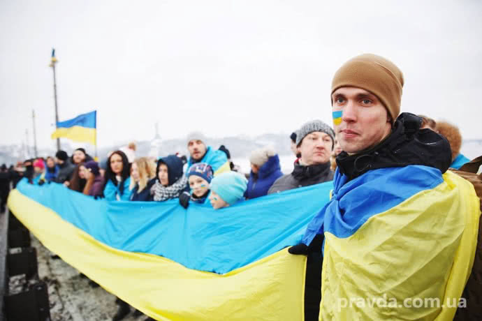 День Соборности: В Киеве создали гигантскую «живую цепь». ФОТО