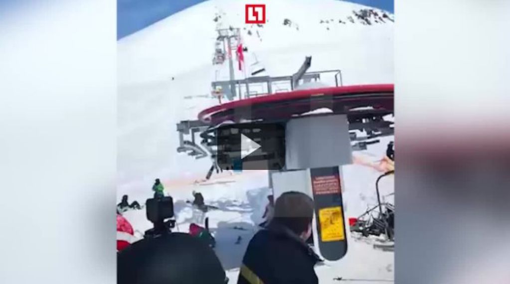 В Грузии взбесившийся подъемник разбросал людей по склону. ВИДЕО