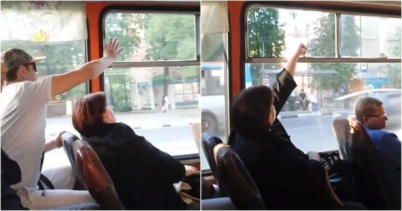 Жёсткая схватка за форточку в российском троллейбусе повеселила Сеть
