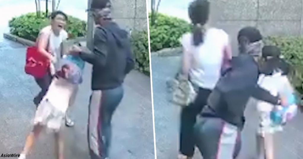 Смелая мама отбила дочь от мужика, который собирался ее похитить. ВИДЕО