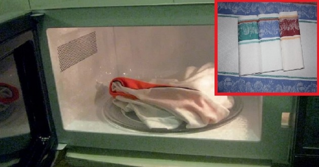 Как в микроволновке отстирать кухонные полотенца