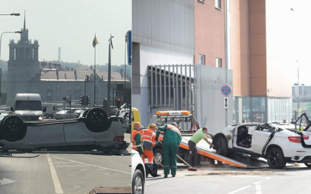 В Литве BMW X5 рухнул с пятого этажа. ФОТО