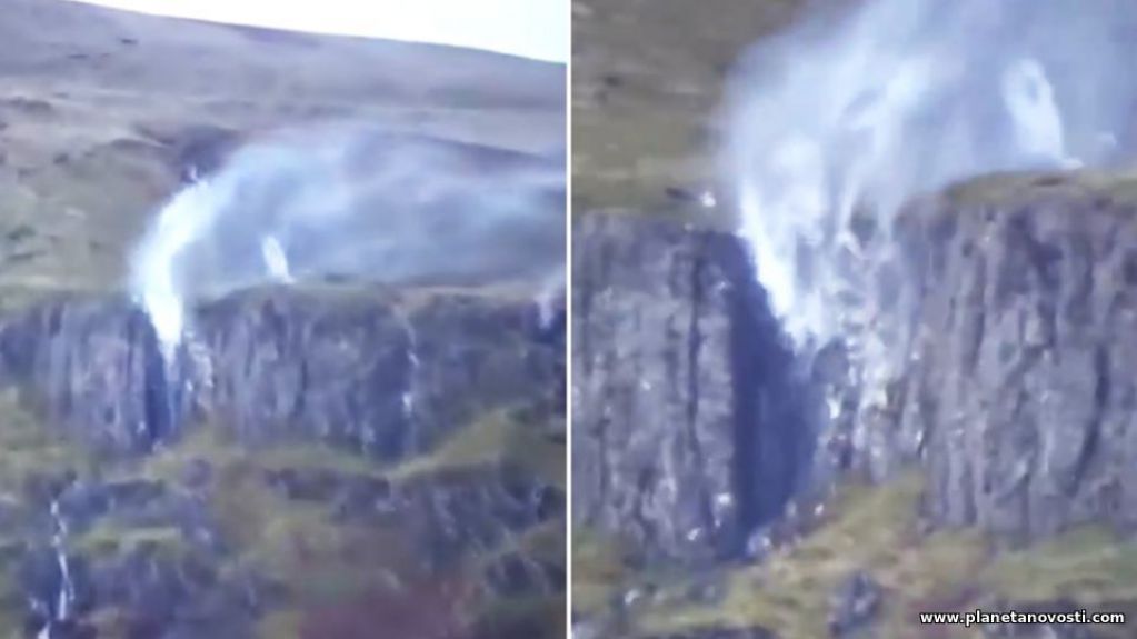 Сильный ураган заставил водопад течь вверх: жуткое ВИДЕО