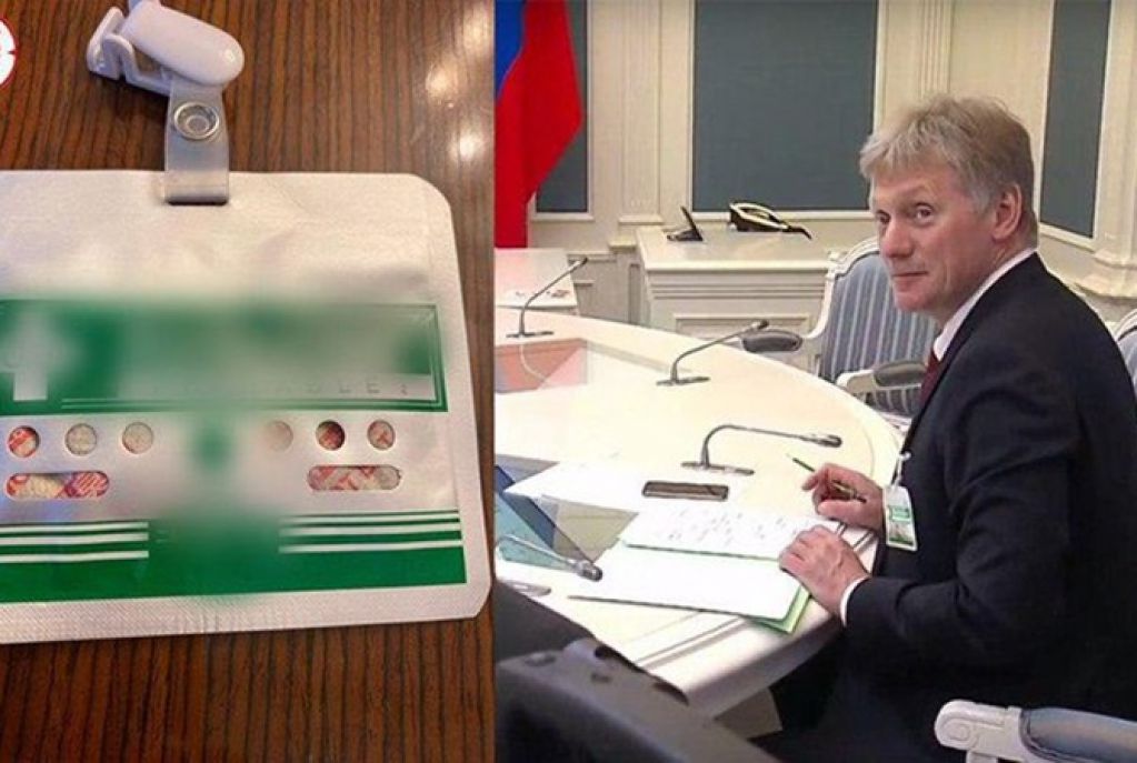 Песков носит на пиджаке блокатор вирусов, в Украине его можно купить за 3 тысячи гривен