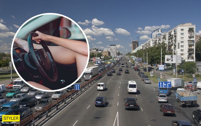 В Киеве девушка-водитель во время езды показывала свой педикюр. ВИДЕО