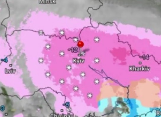 На Украину идет мощный снегопад: данные с радара
