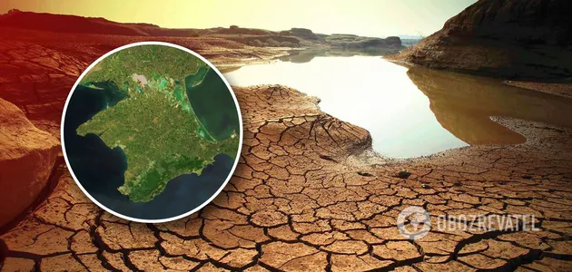 В Крыму сняли на видео обмелевшее водохранилище ФОТО