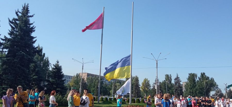 Олимпийский флаг в Запорожье