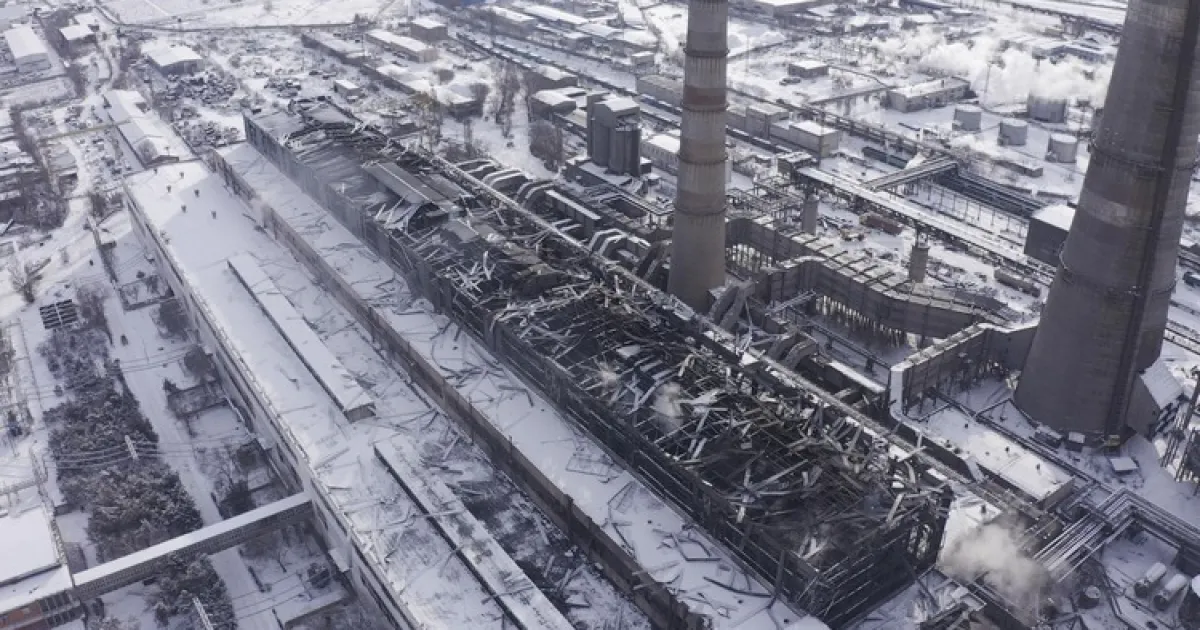 Вид сверху на цех ТЭЦ, где 2 февраля 2024 года произошла авария