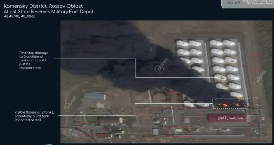 Горит нефтебаза в Ростовской области