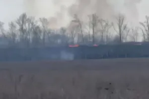 горит российская колонна